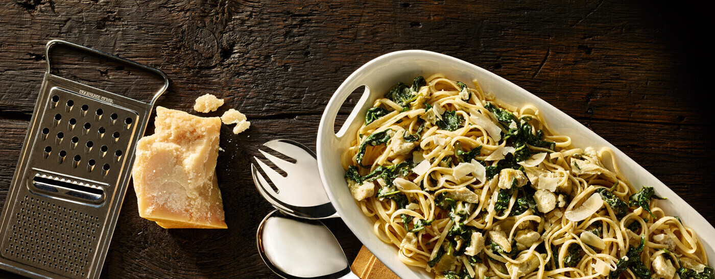 Creamy Artichoke Linguine with Spinach