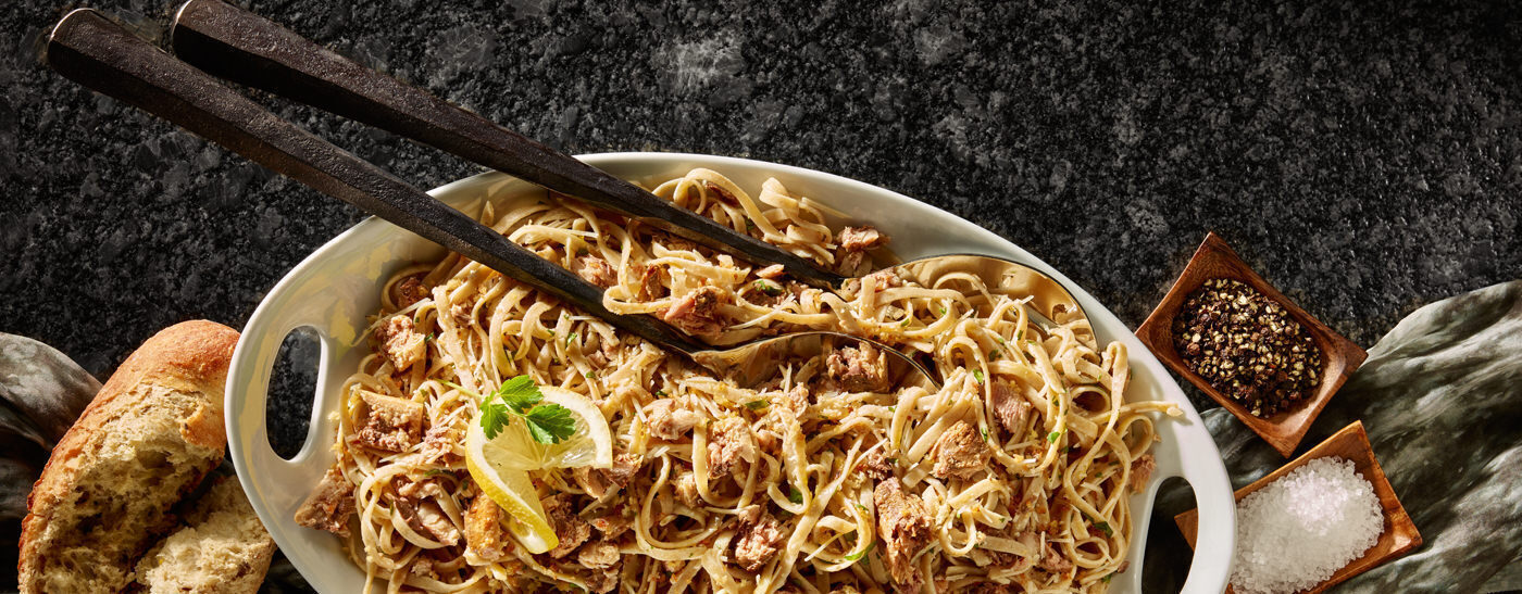 Fettuccine with Sardines & Lemon-Garlic Sauce