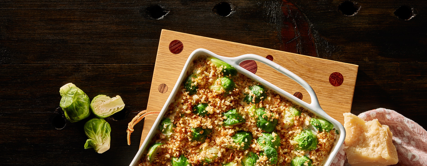 Skillet Brussels Sprouts Au Gratin - Reese® Specialty Foods