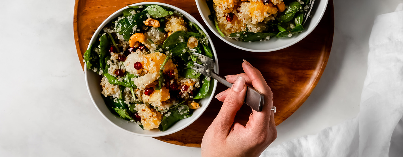 Spinach Quinoa Salad with Water Chestnuts