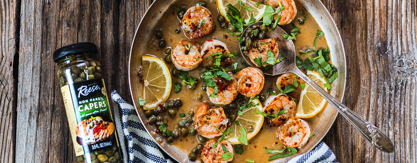 Grilled Shrimp with Lemon Caper Sauce