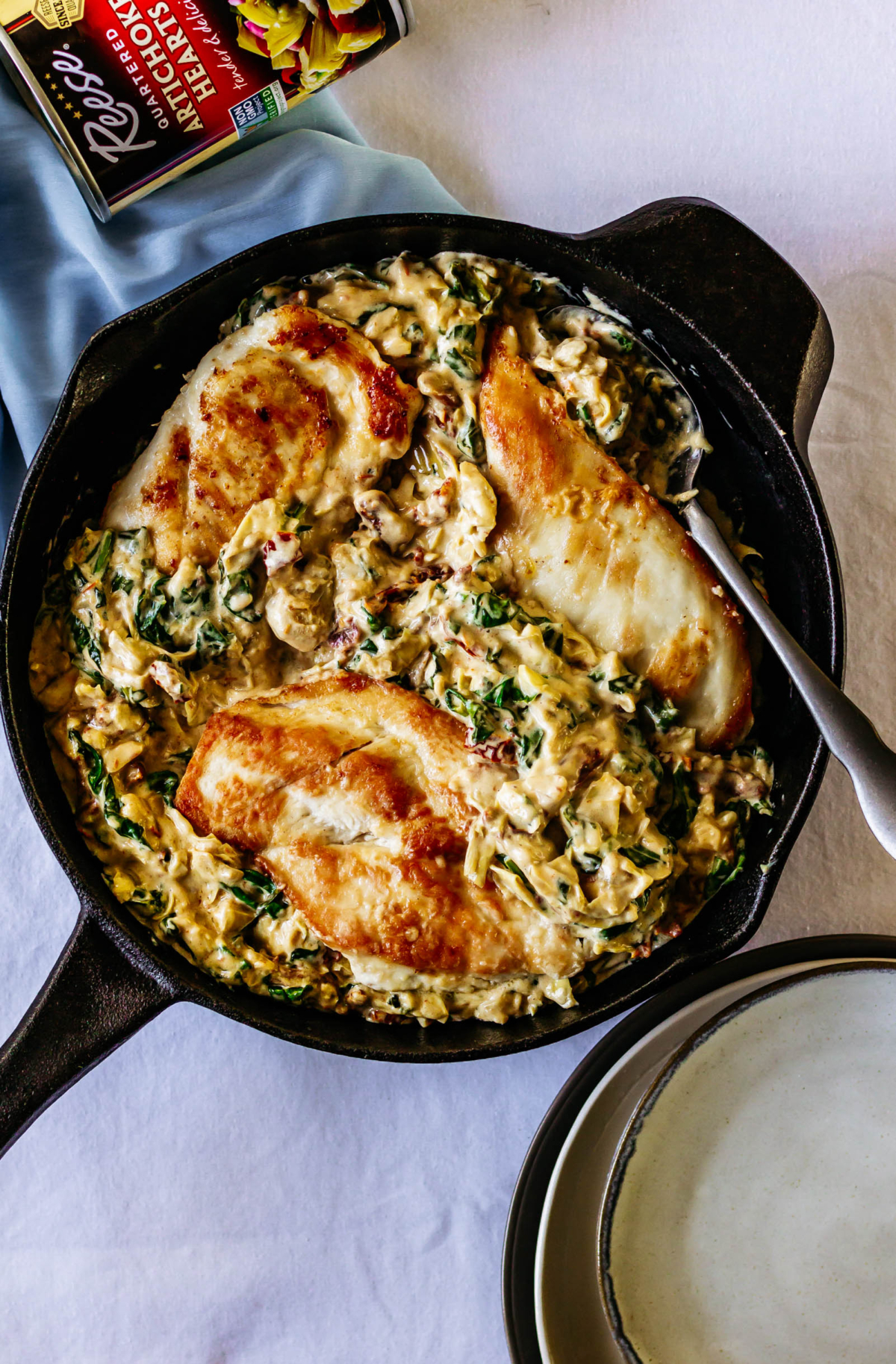 Artichoke Chicken with Spinach and Sun-dried Tomatoes