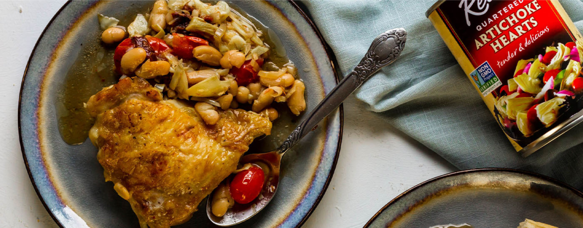 Tuscan Chicken with Artichokes and White Beans