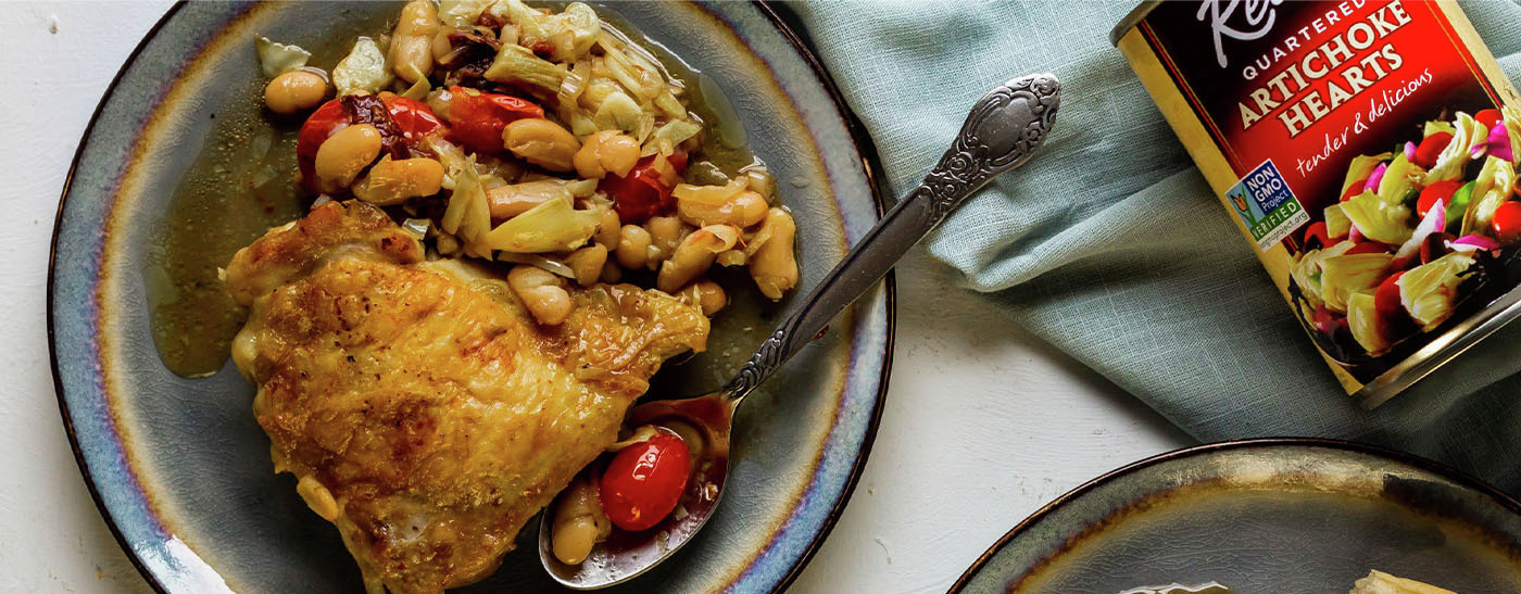 Tuscan Chicken with Artichokes and White Beans