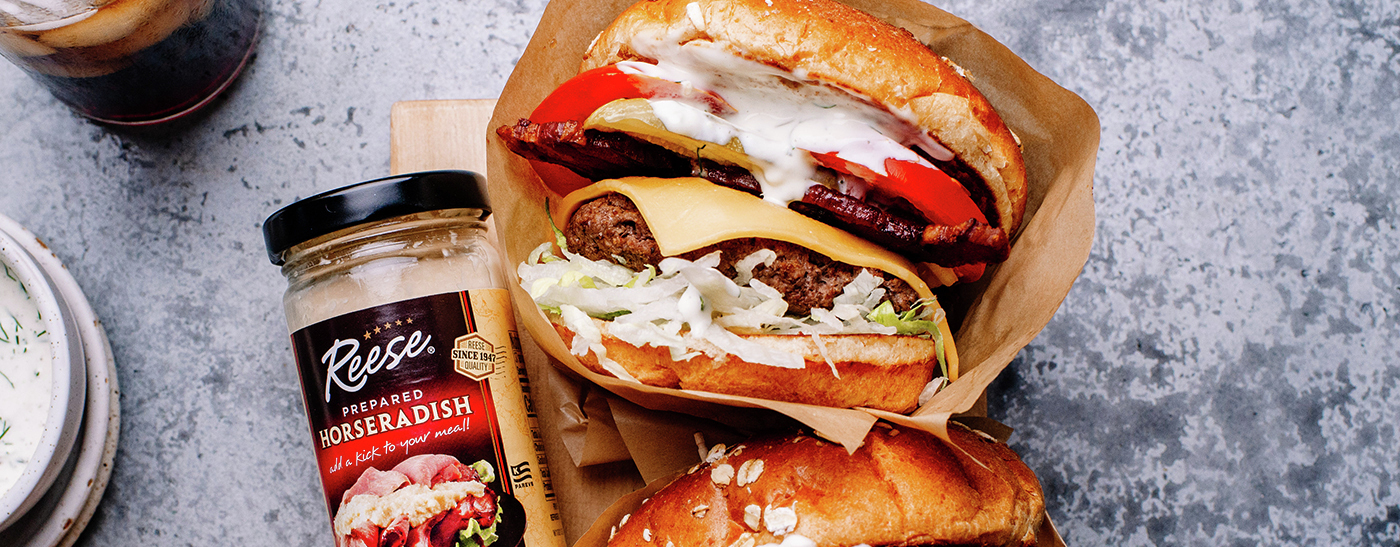 Classic Cheeseburger with a Horseradish Sauce