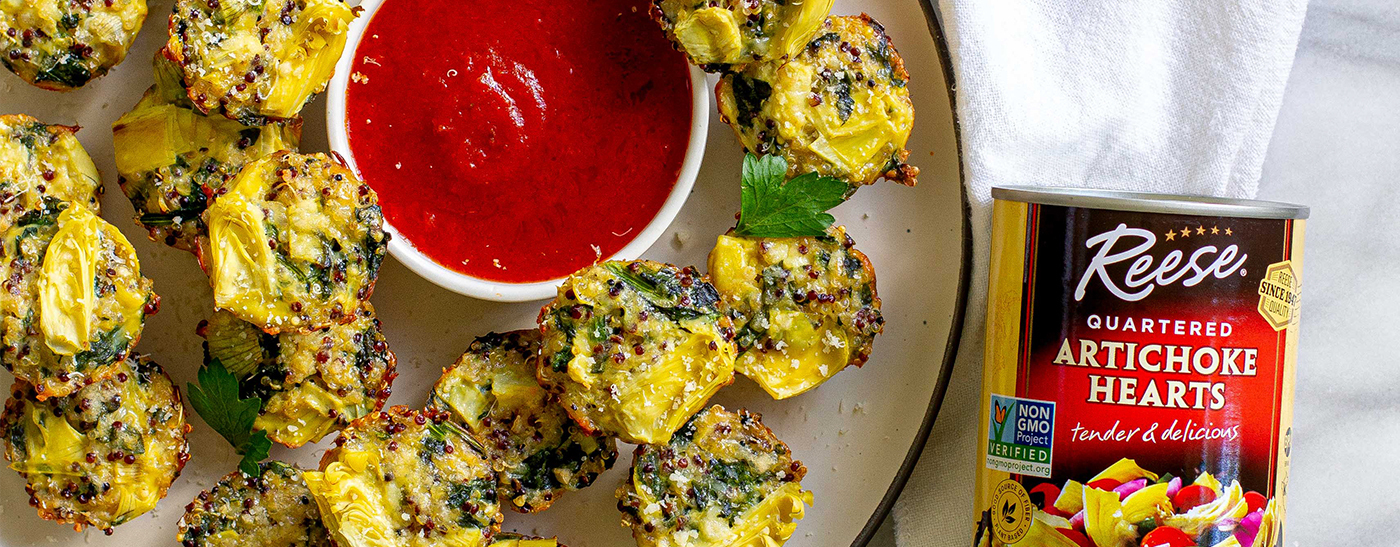 Spinach Artichoke Cheese Quinoa Bites