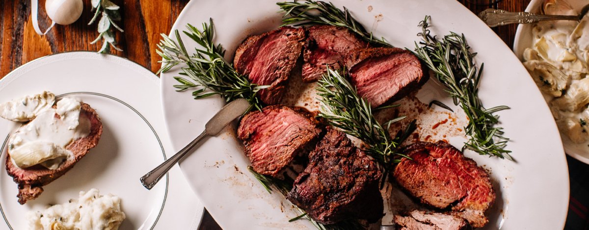 Roasted Beef Tenderloin with Horseradish Artichoke Cream Sauce