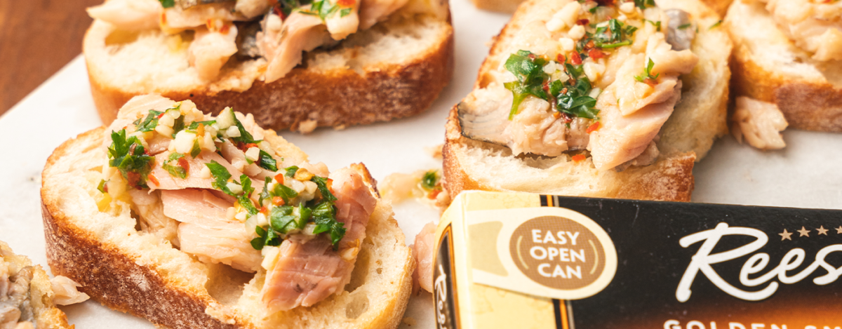 Garlic Butter Trout Crostinis