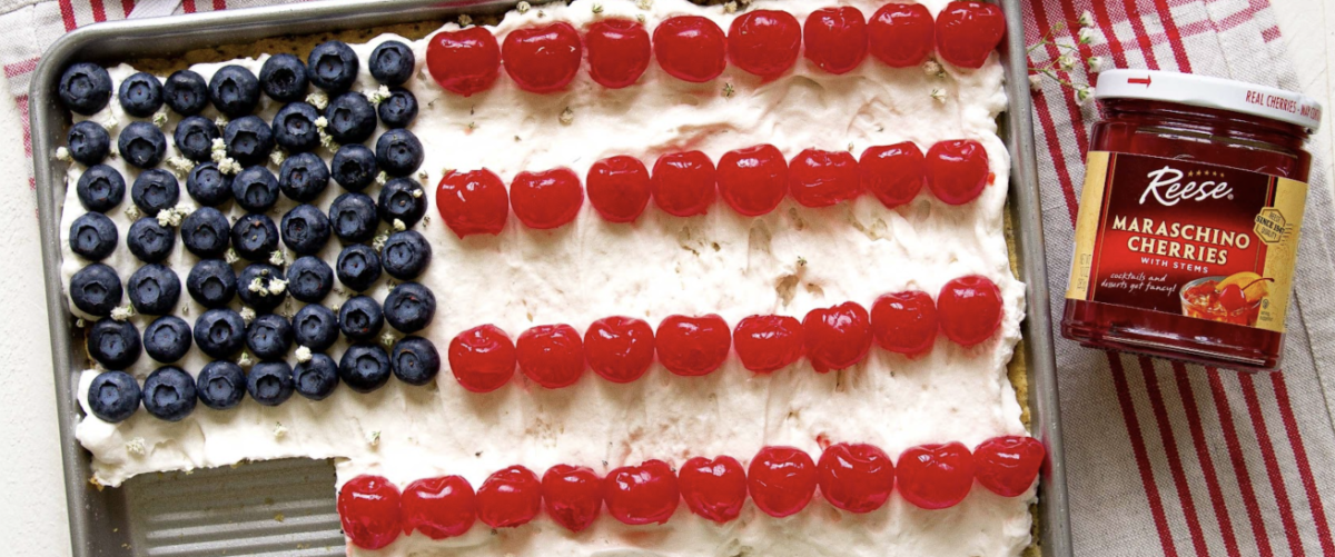 American Flag Fruit Tart with Ghee & Chia Seed Cookie Crust