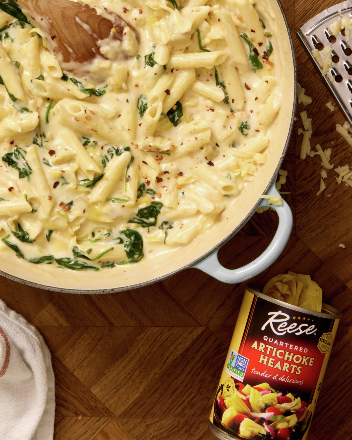 Cheesy Spinach Artichoke Pasta