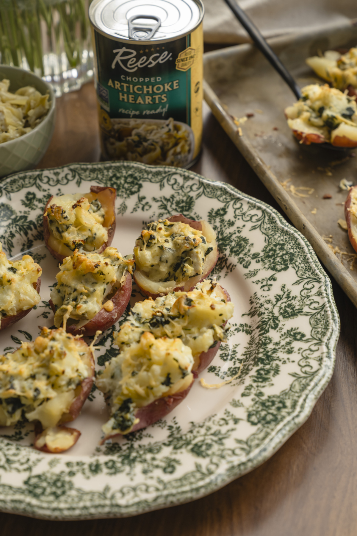 Spinach & Artichoke Stuffed Potato Skins